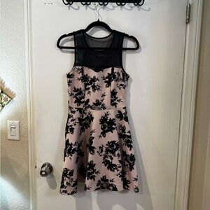 Floral Sleeveless Dress with Black Mesh